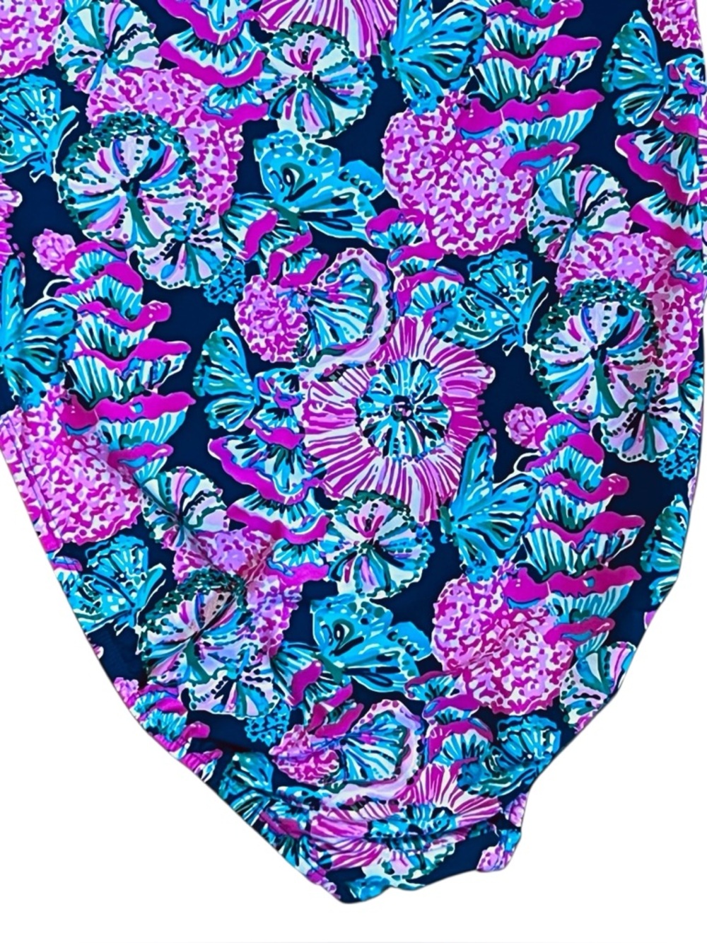 Lilly Pulitzer Women 10 Pink Blue Floral Leola Swimsuit One Piece Asymmetrical - Picture 8 of 12
